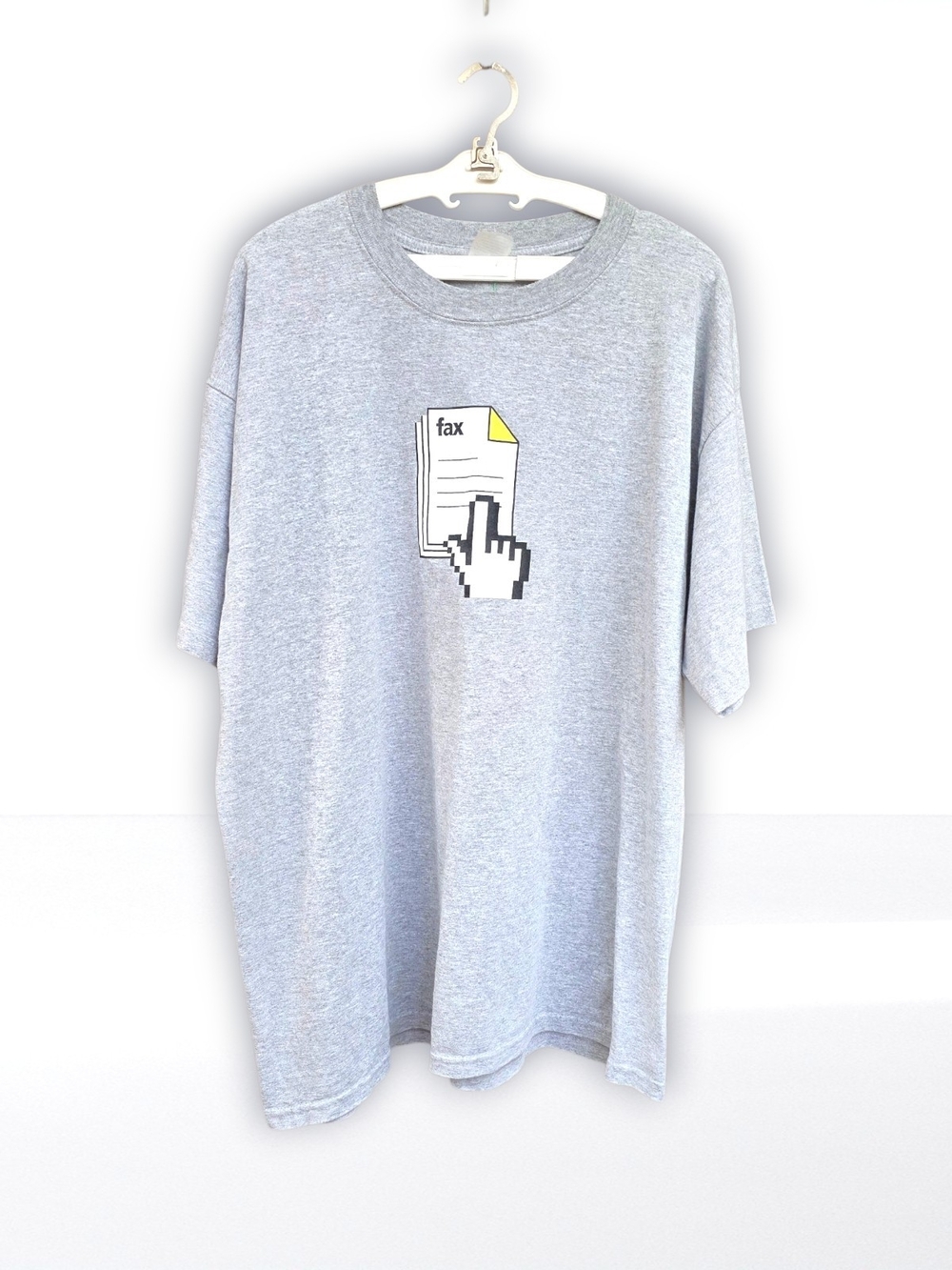Vintage Y2K Tech Promo Graphic T-Shirt "To Fax or to Email?" Grey Screenstars XL